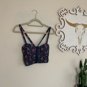 Navy blue floral crop top